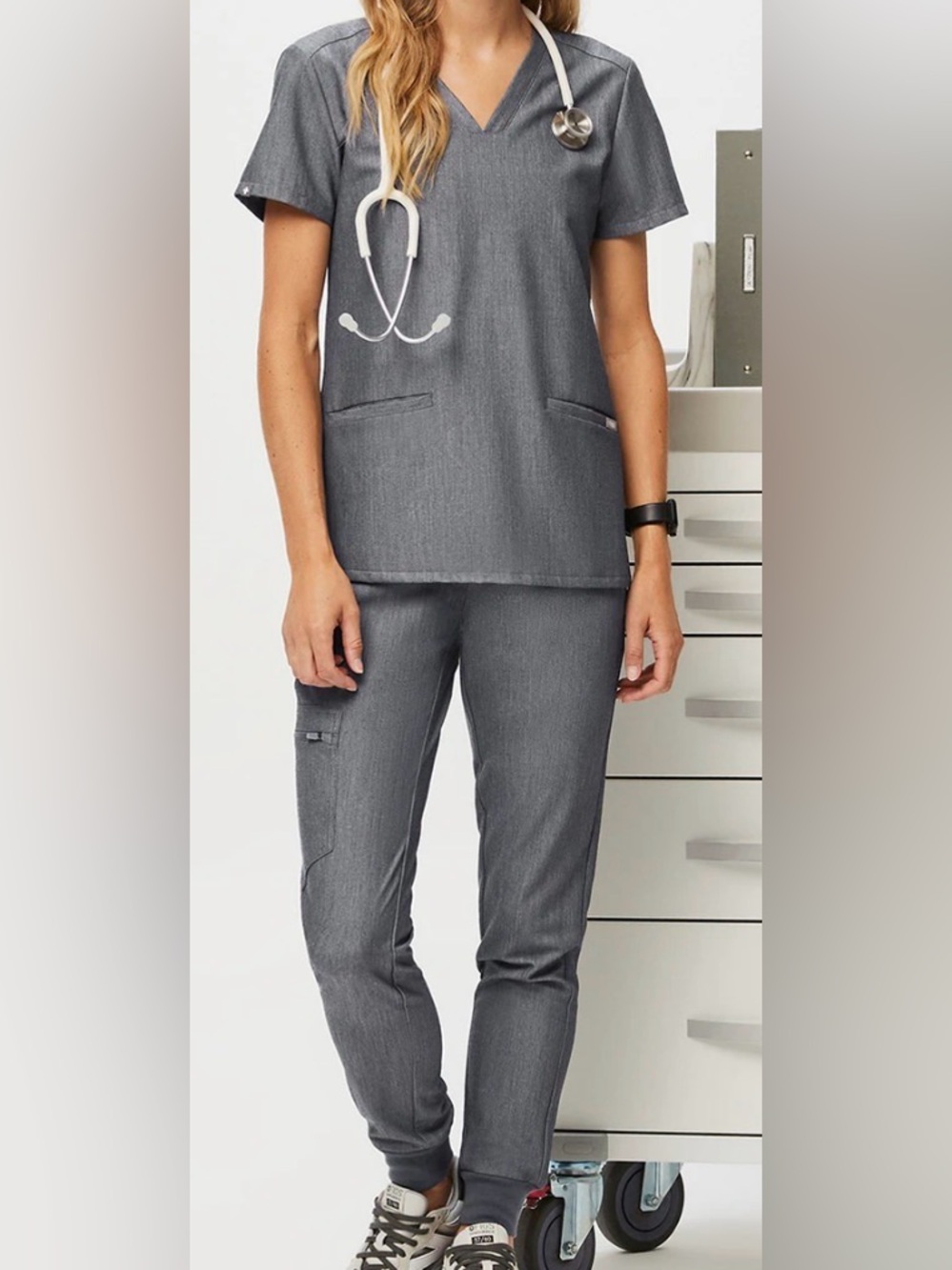 Figs Graphite Scrub Set Casma Top and High Waist Zamora Joggers